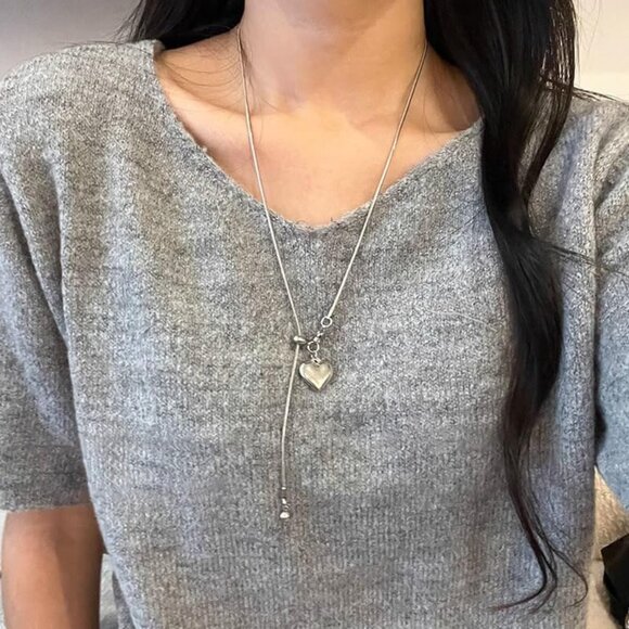 Minimalist Y Necklace with Heart Pendant - Perfect for Parties & Everyday Glam - Picture 6 of 6